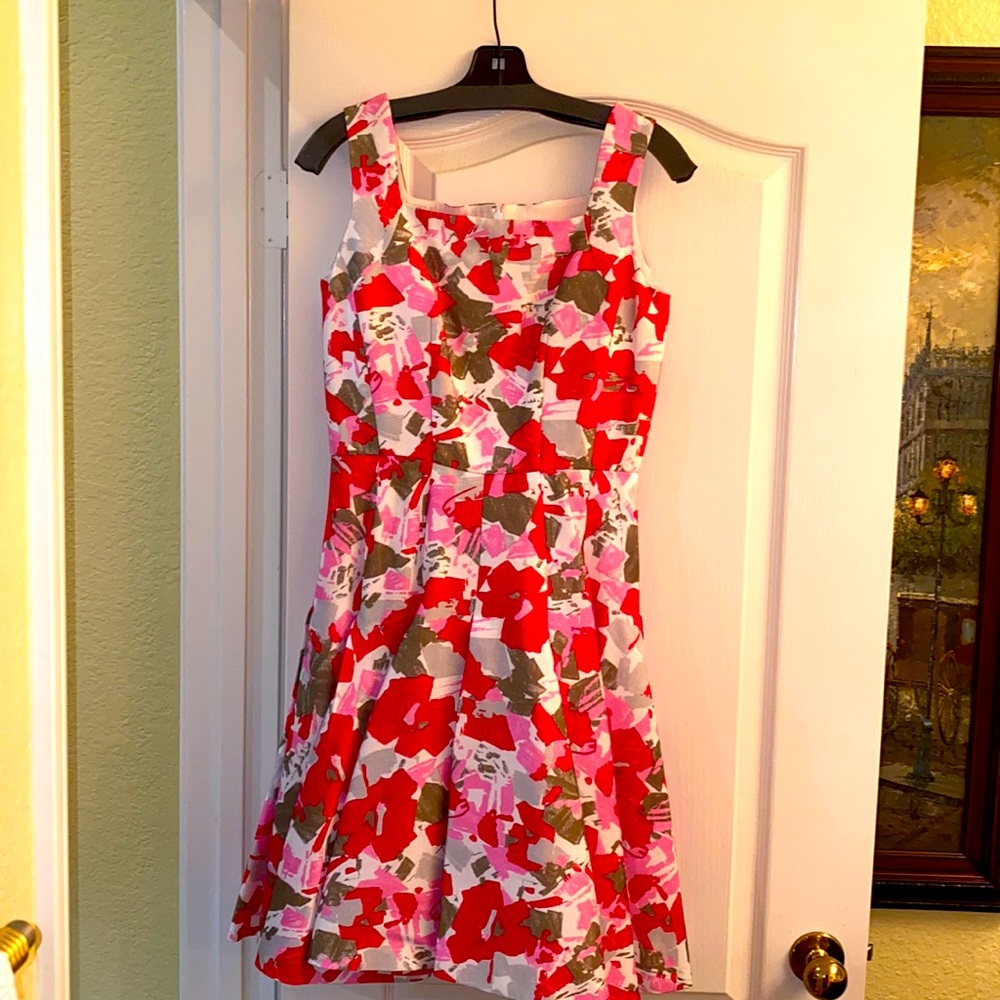 Summer dress,size 6,Oscar dela Renta brand.mix color,fabric 60% cotton, 40% silk